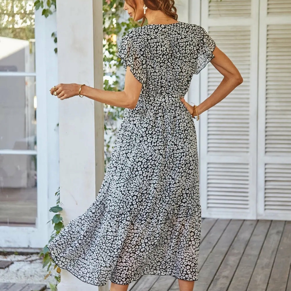 ❤HOST PICK❤NEW! Floral Wrap V neck Hem Aline Bohemian Dress - Picture 3 of 11